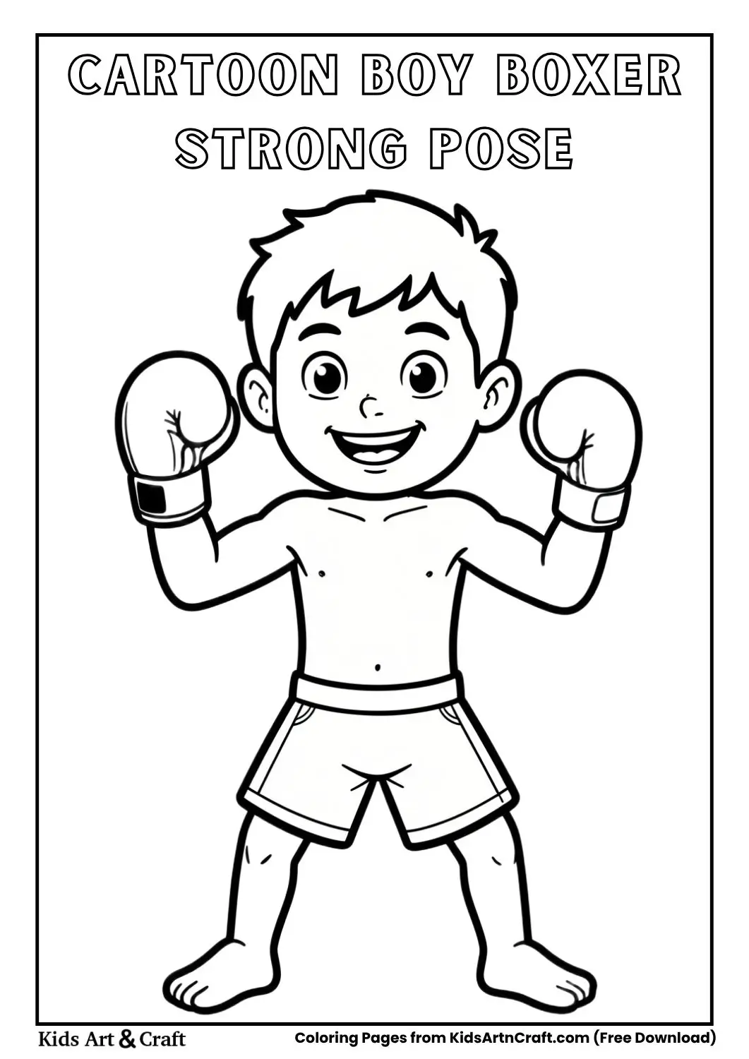 cartoon boy boxer pose coloring page