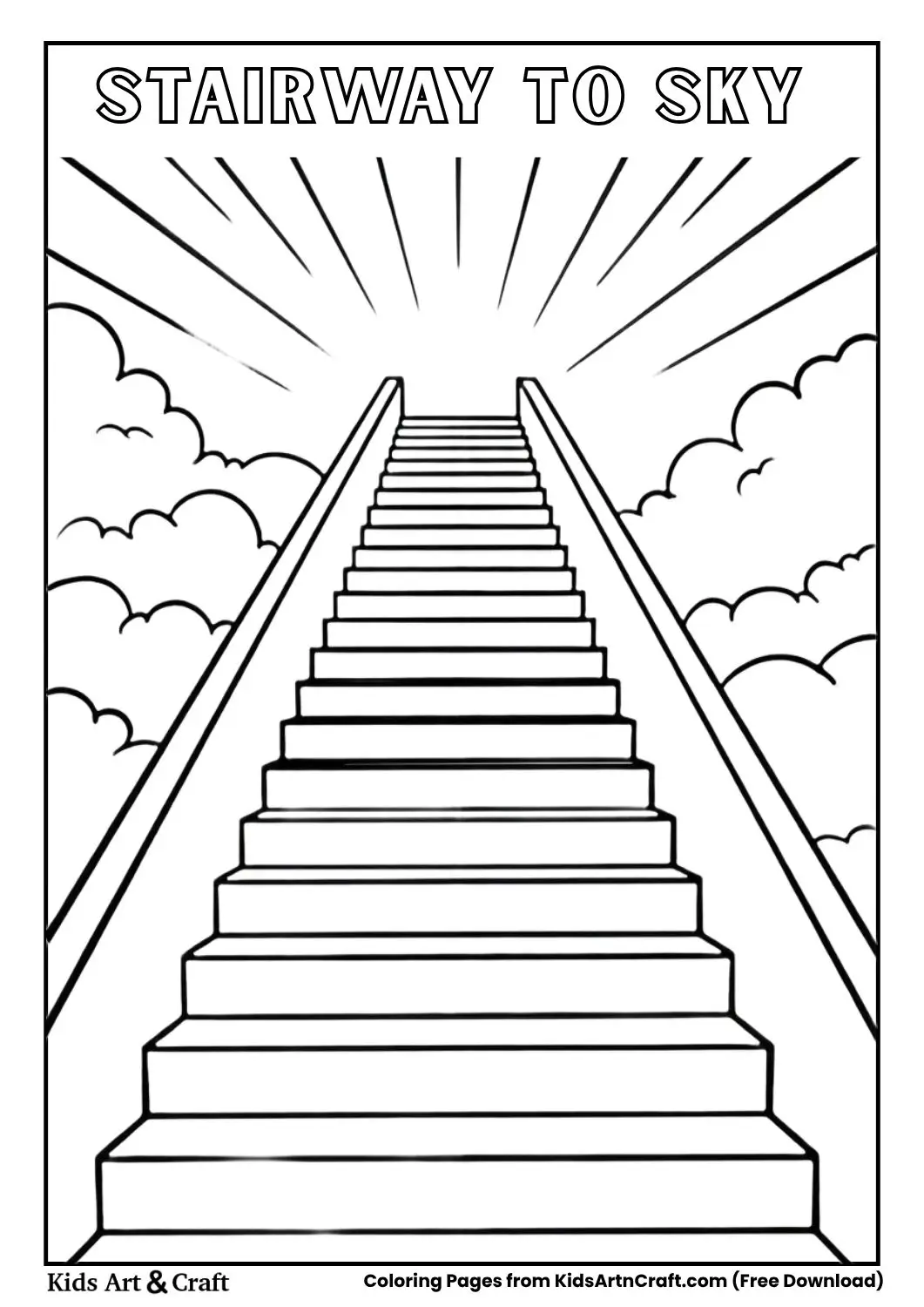stairway to sky clouds coloring page