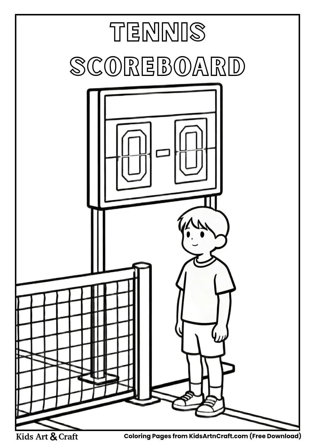 tennis scoreboard with player coloring page