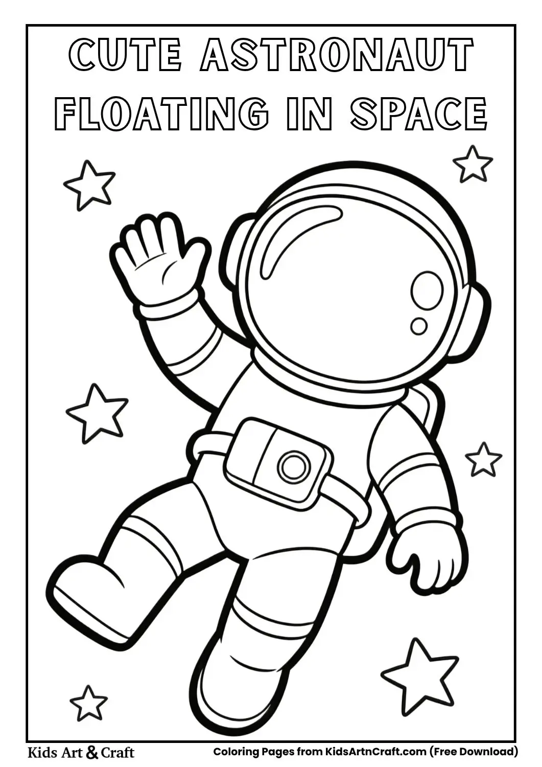 astronaut floating in space coloring page for kids