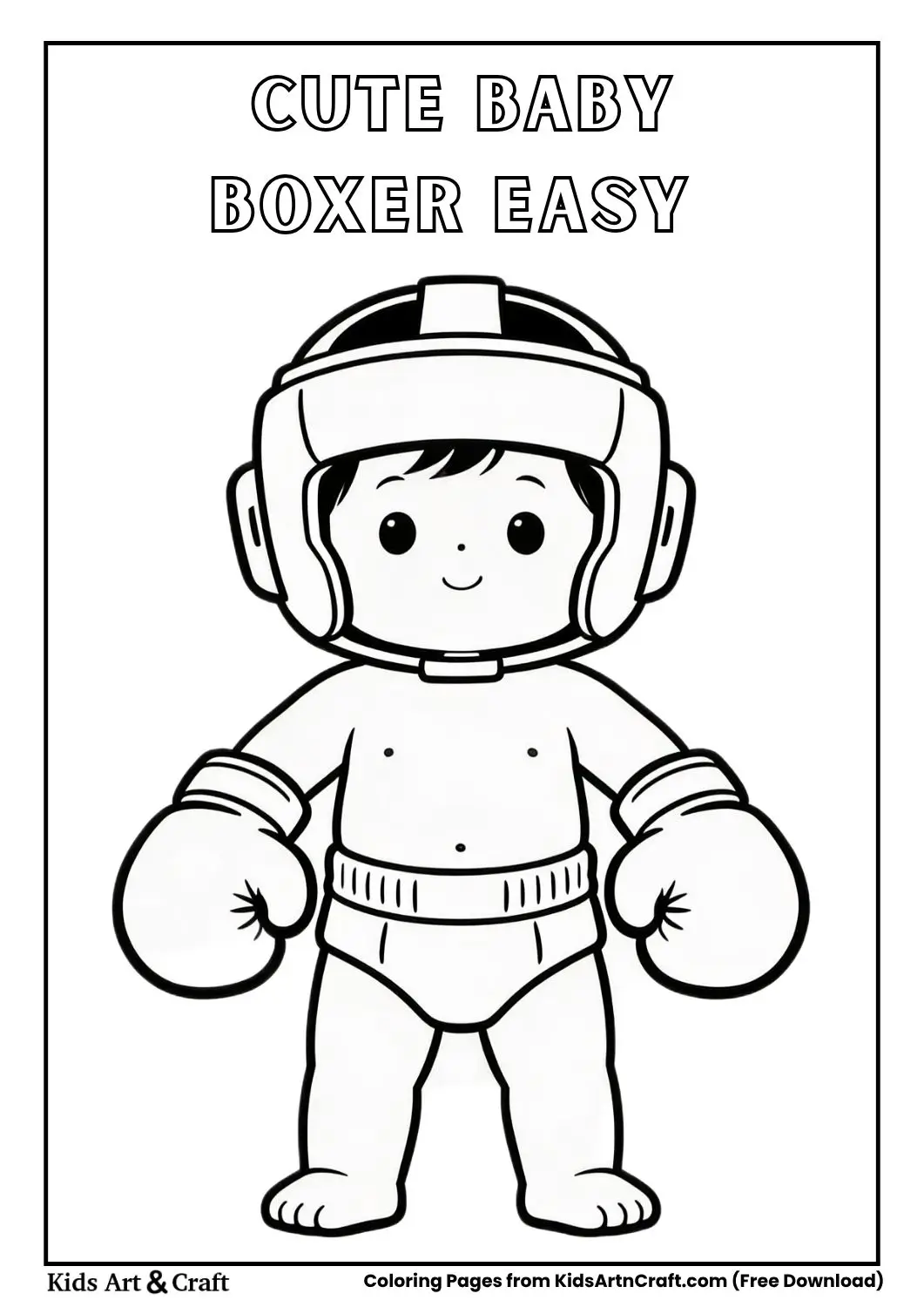 cute baby boxer with gloves coloring page