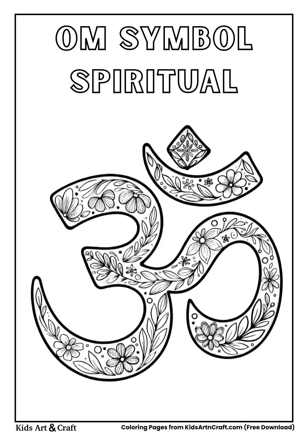 om symbol with floral patterns coloring page