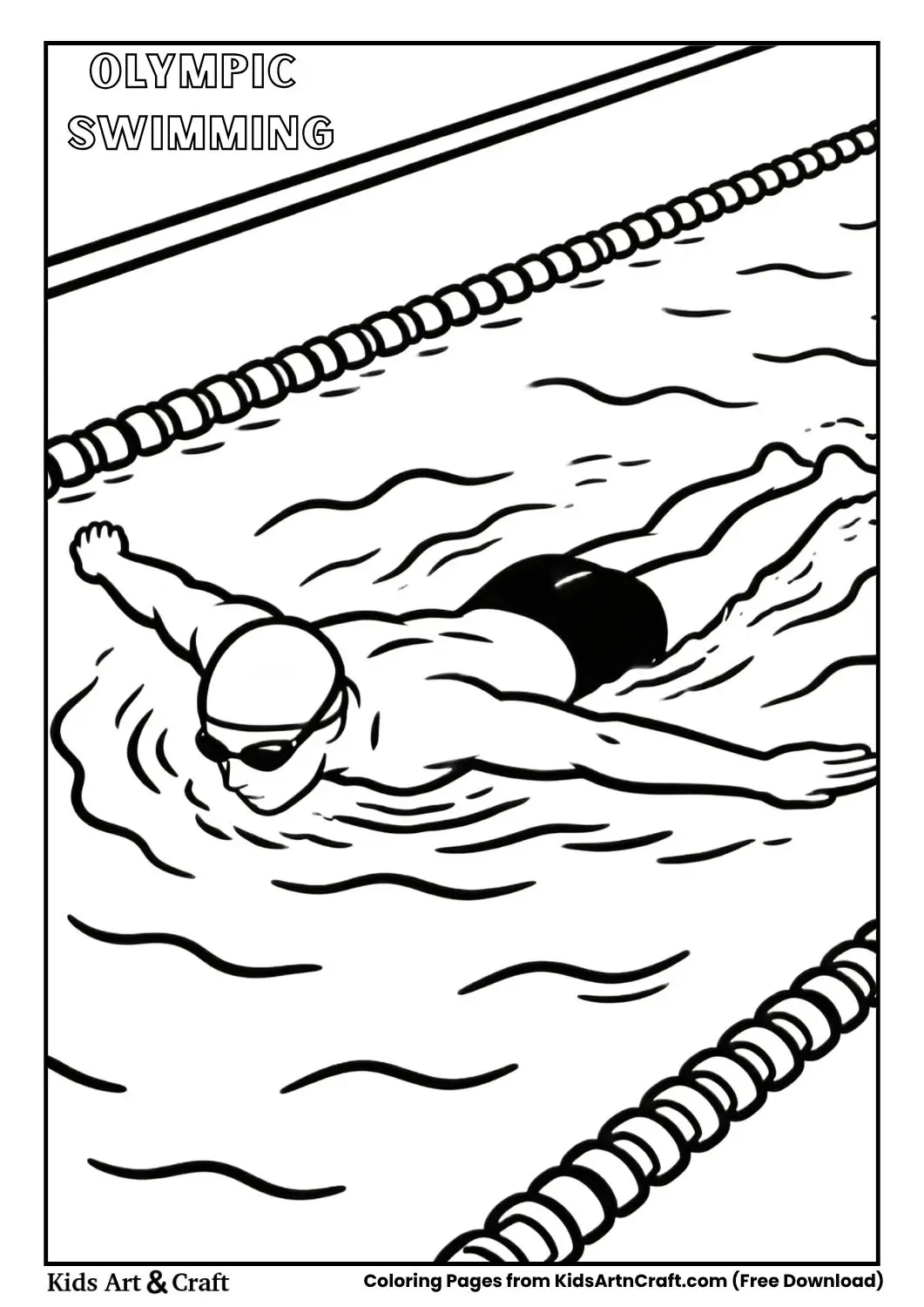 Olympic swimmer coloring page black and white