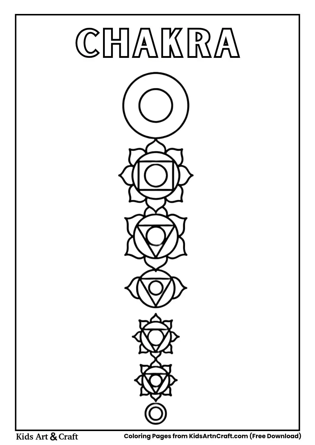 seven chakra symbols simple coloring page