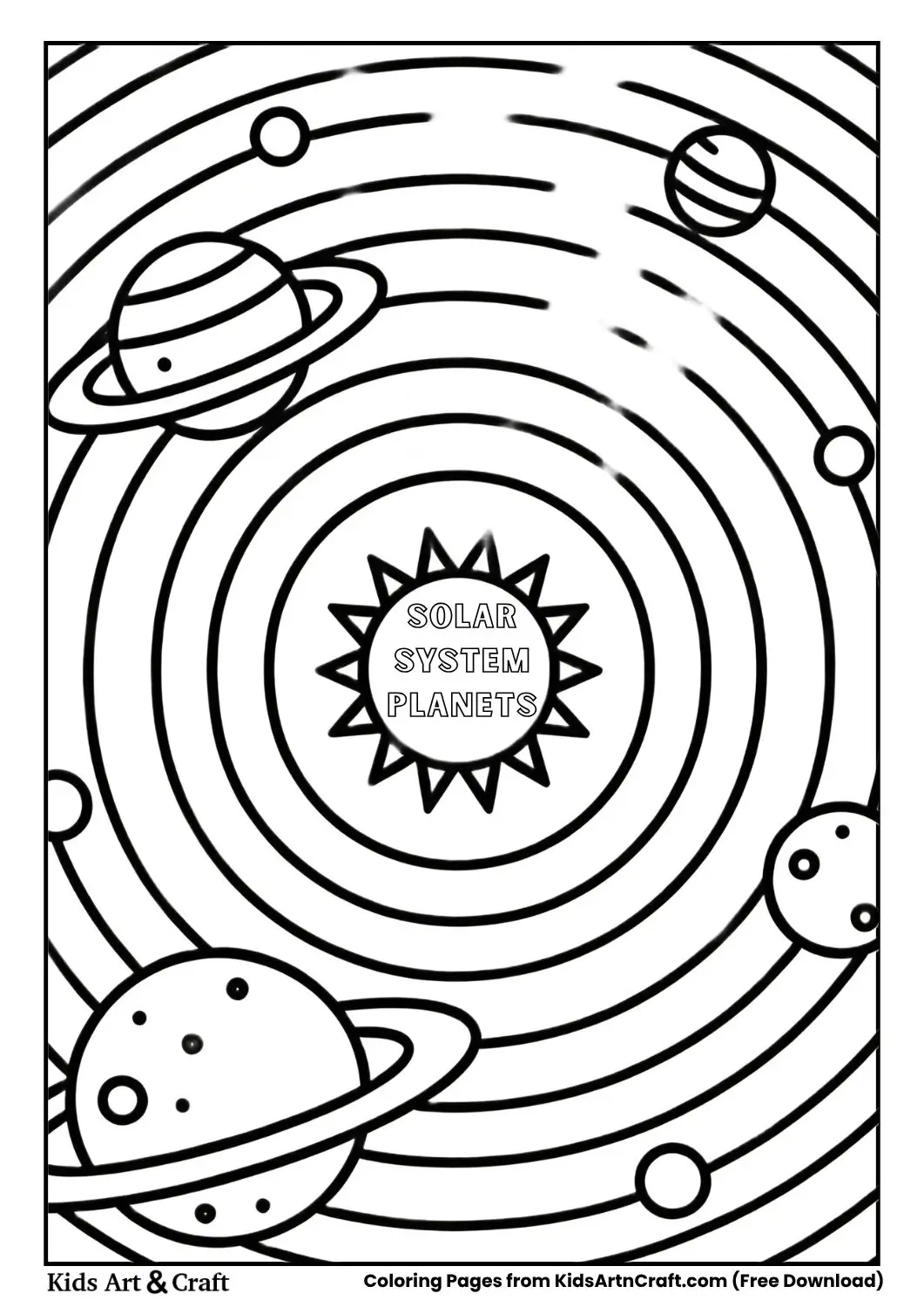 solar system planets coloring page simple for kids