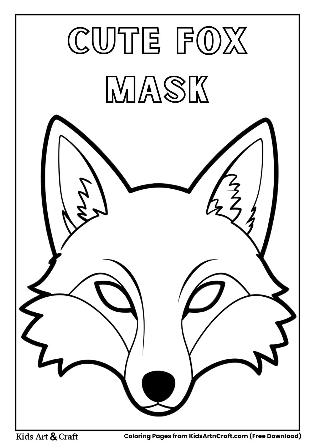 Fox face paper mask coloring sheet for kids printable