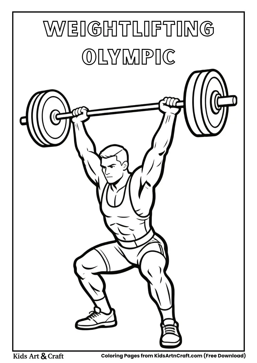 Olympic weightlifting coloring page for kids