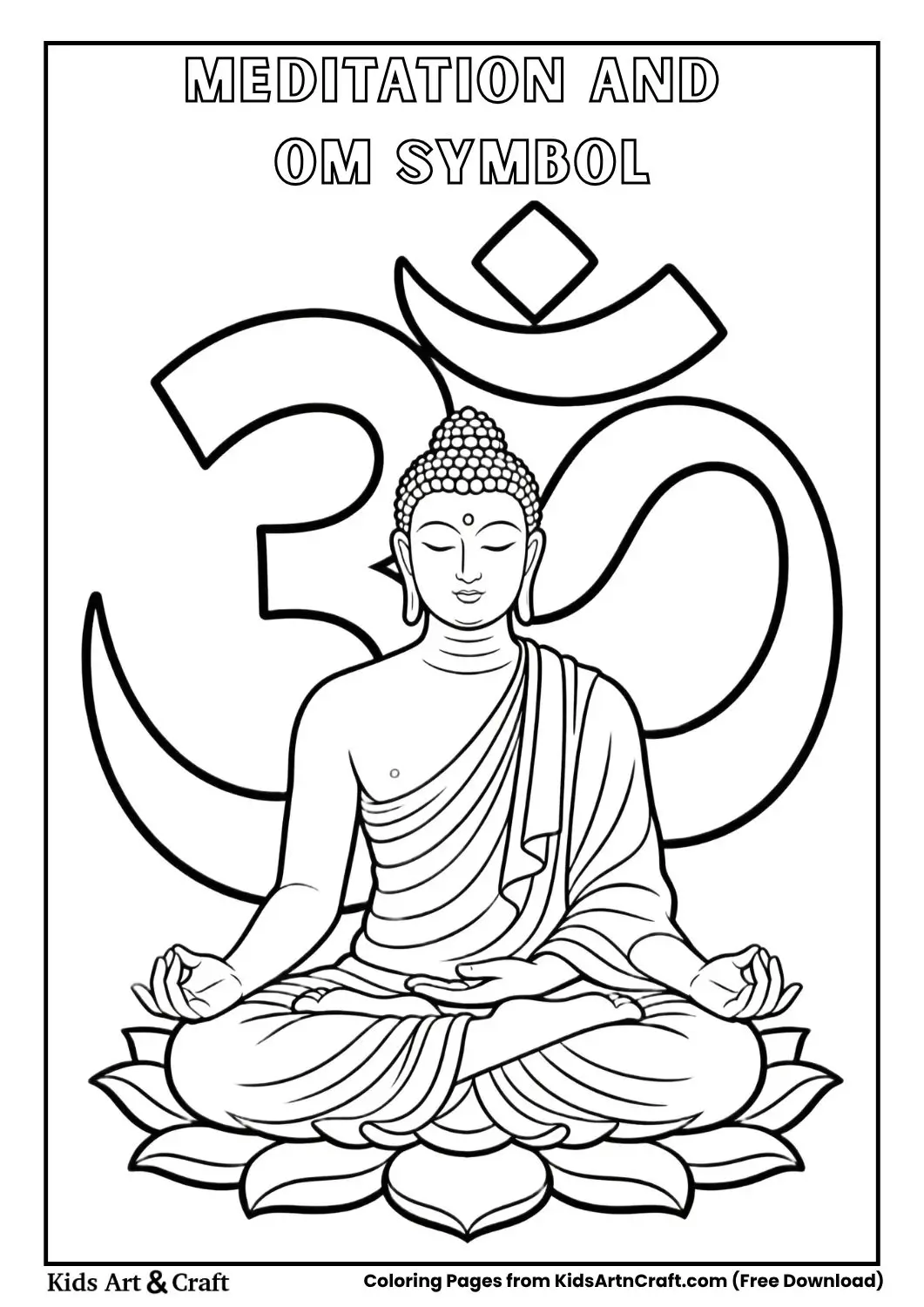 meditation lotus om symbol coloring page black and white