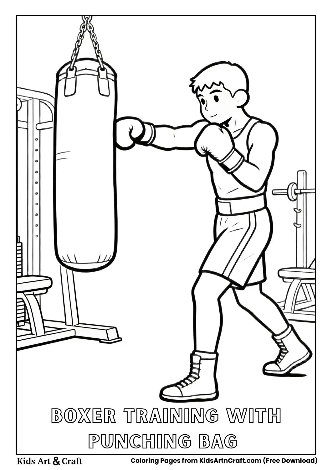 boxer punching bag coloring page