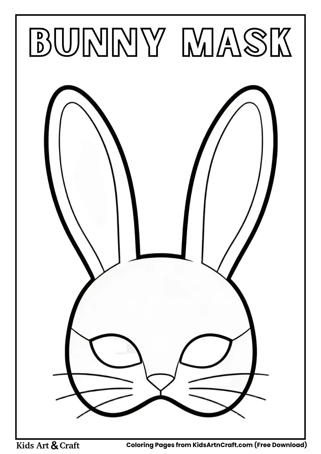 Bunny mask coloring page printable black and white