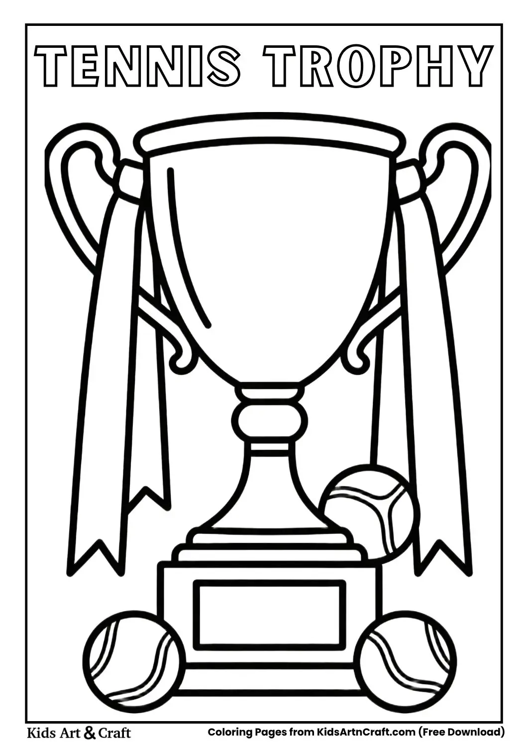 tennis trophy with ribbon coloring page