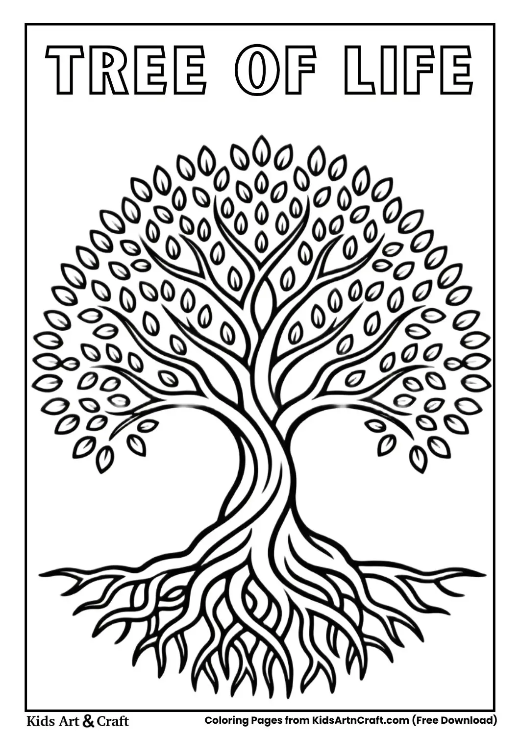 tree of life with roots and branches coloring page