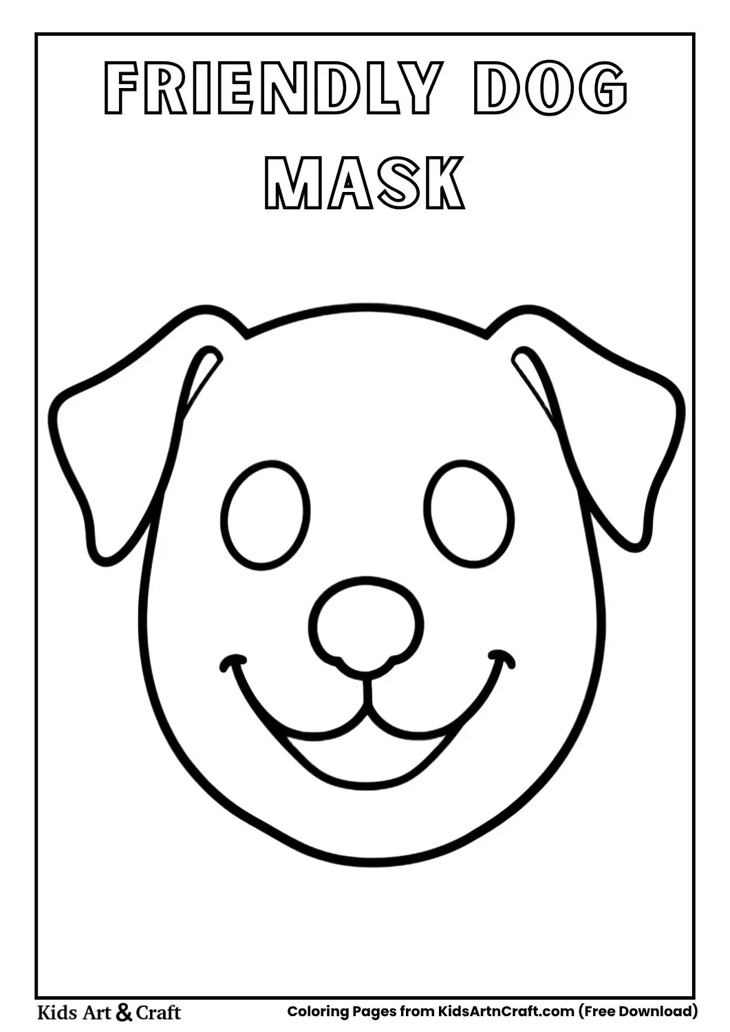 Dog face paper mask coloring page for kids