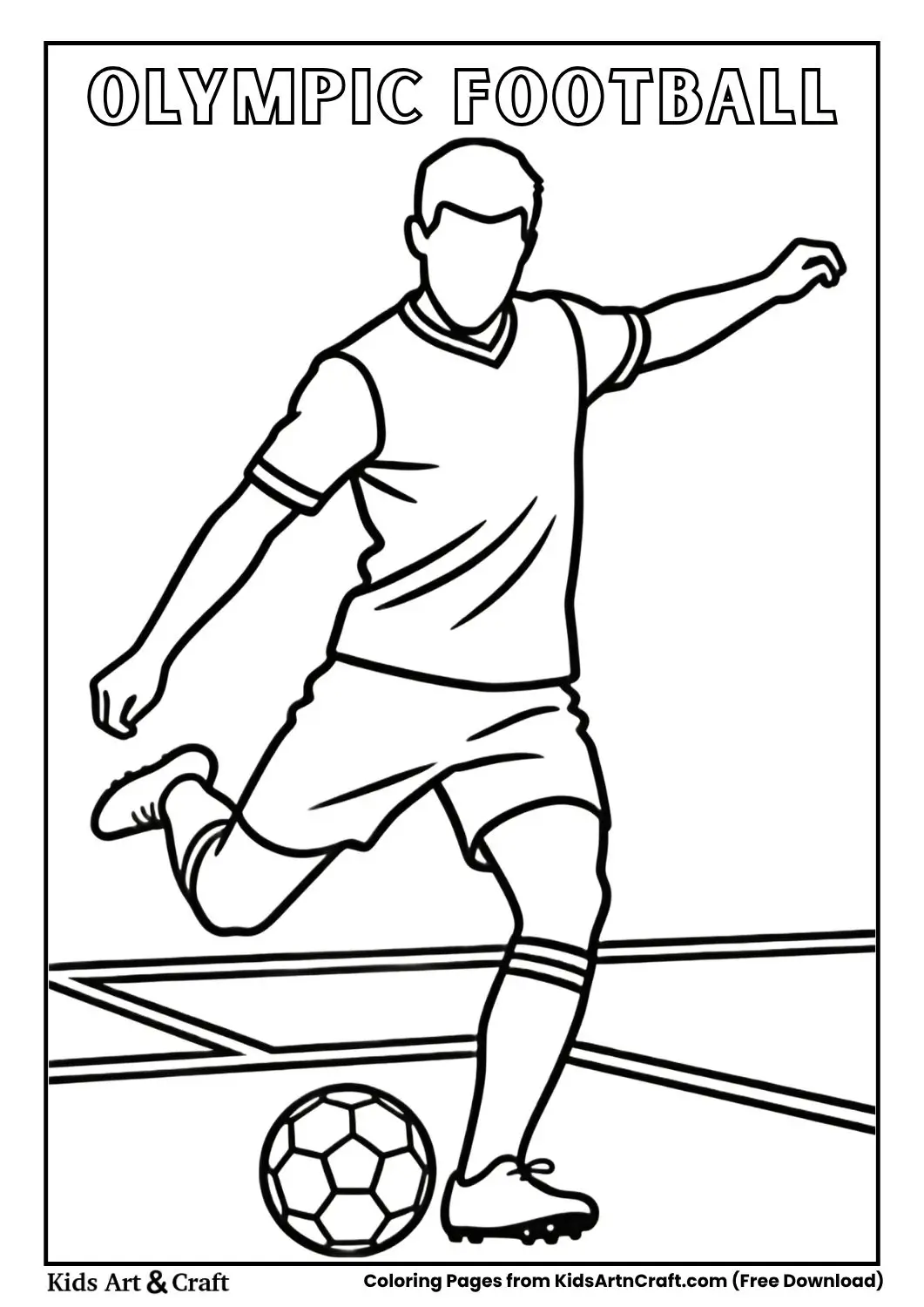 Soccer player kicking ball coloring page