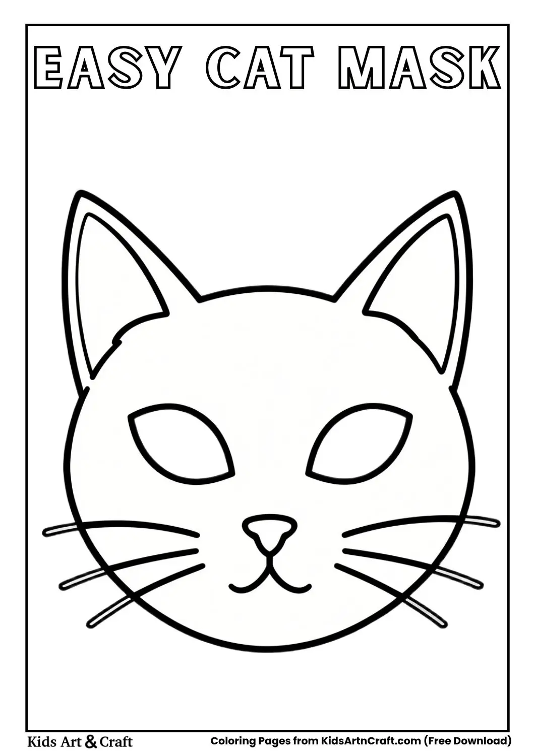 Cat face mask black and white coloring sheet printable