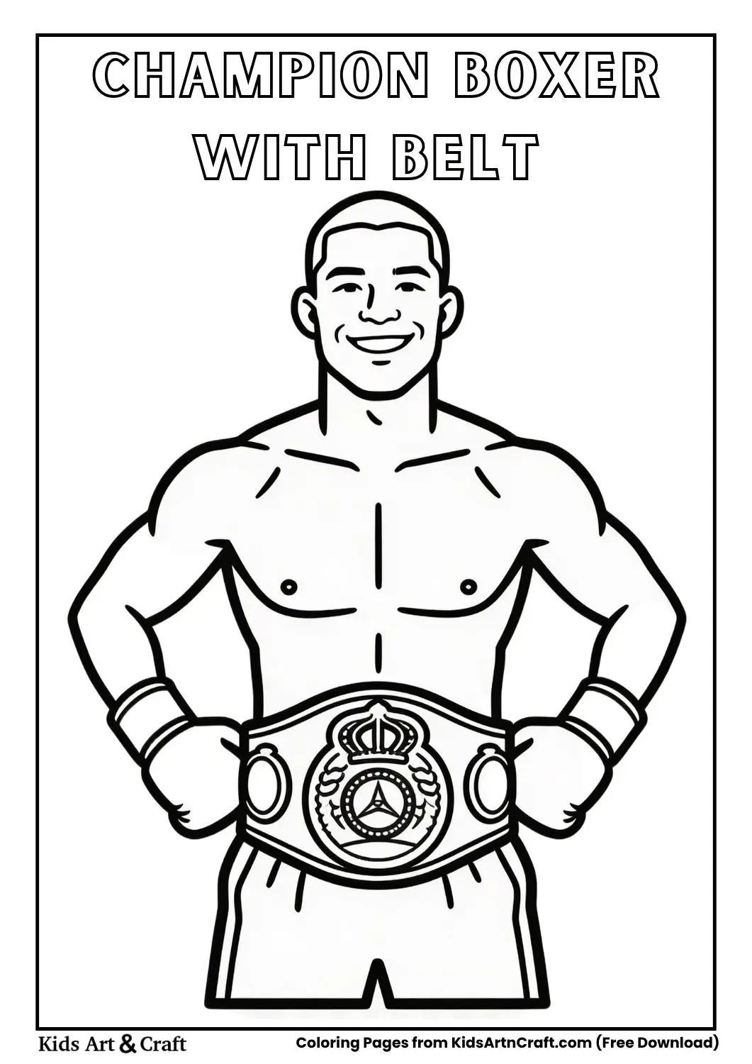 boxer with championship belt coloring page