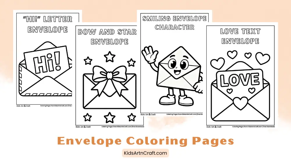 Envelope Coloring Pages for Kids