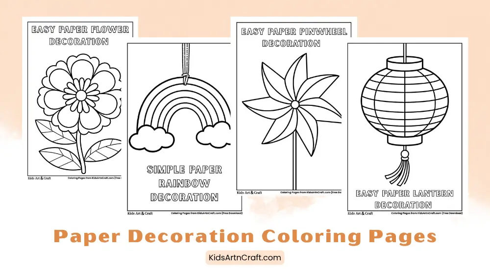 Paper Decoration Coloring Pages for Kids