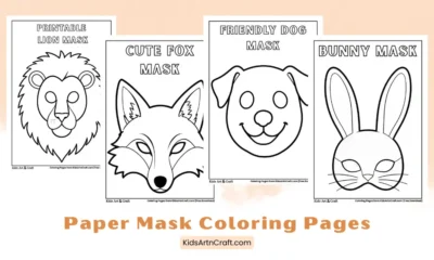 Paper Mask Coloring Pages for Kids