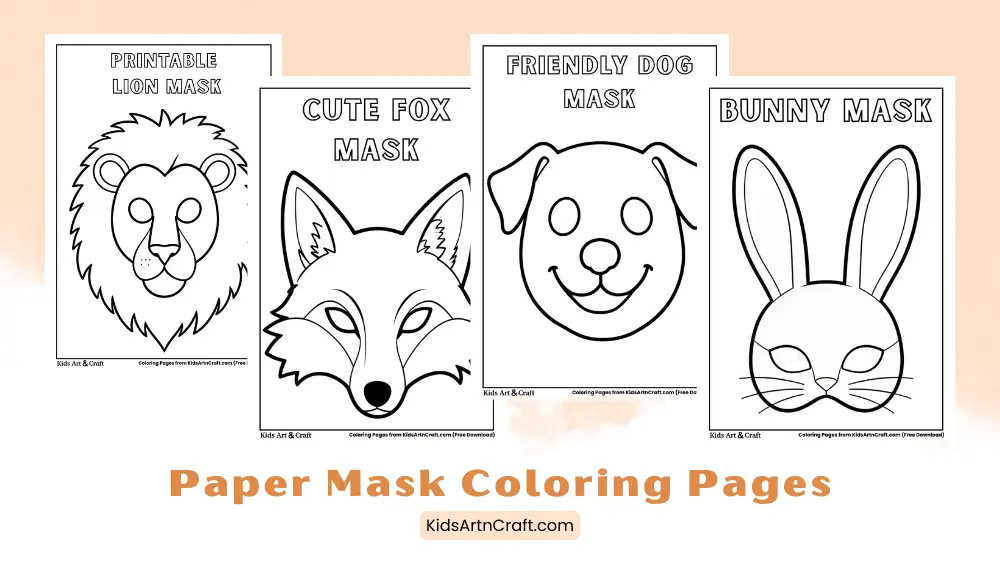 Paper Mask Coloring Pages for Kids