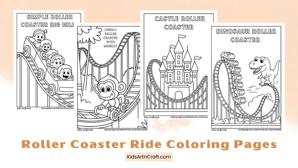 Roller Coaster Ride Coloring Pages for Kids