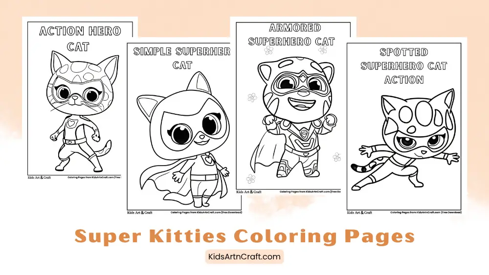 Super Kitties Coloring Pages for Kids