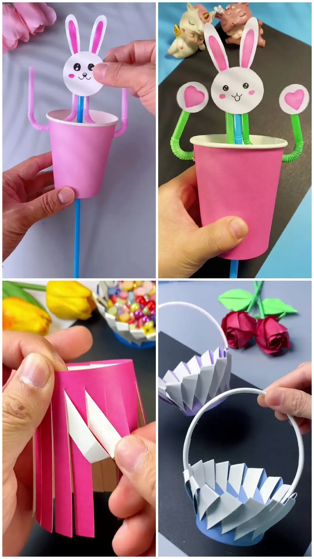 Bunny cup and paper basket crafts