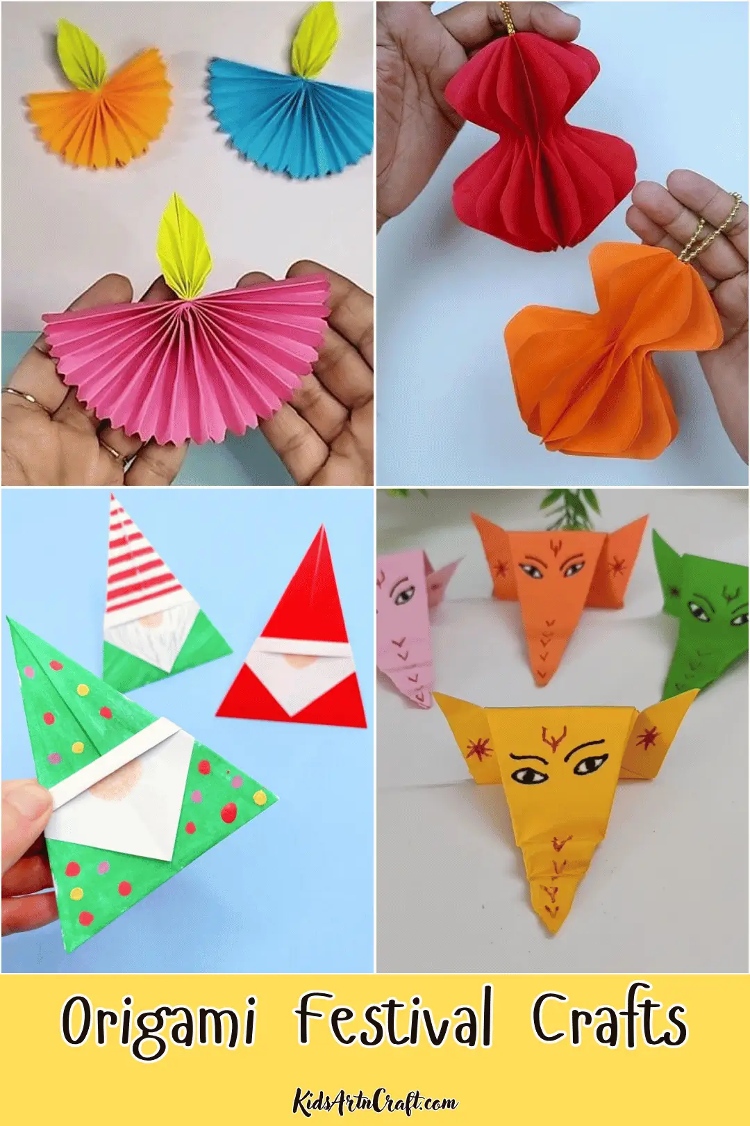 Colorful origami festival crafts made with folded paper