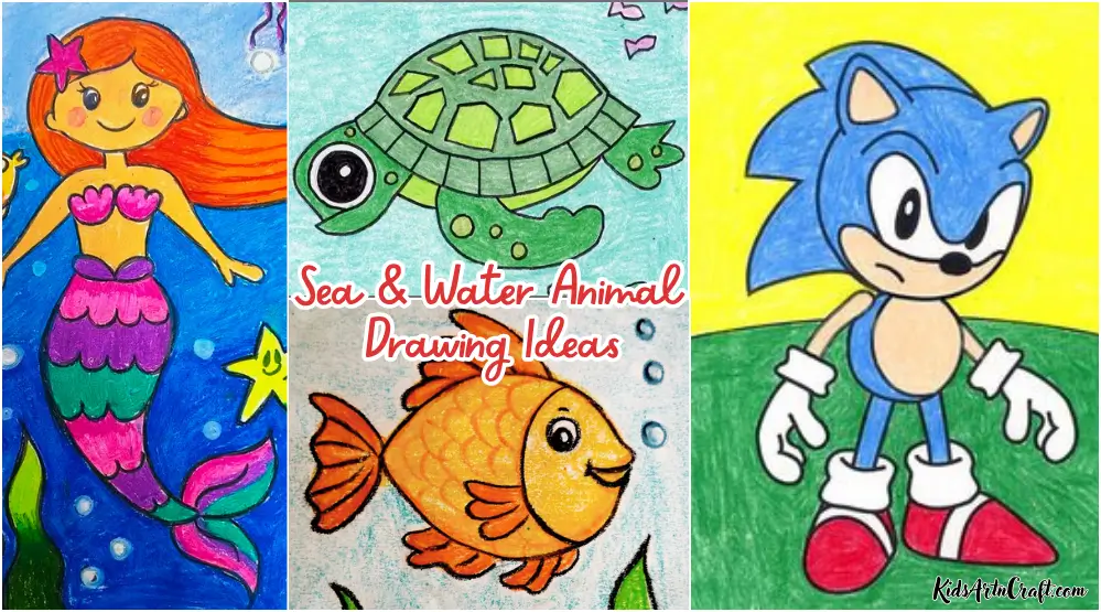 Sea and Water Animal Drawing Ideas for Kids